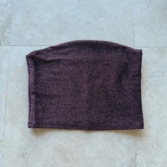 Wild Fable Maroon Sparkle Tube Top - Picture 2 of 5